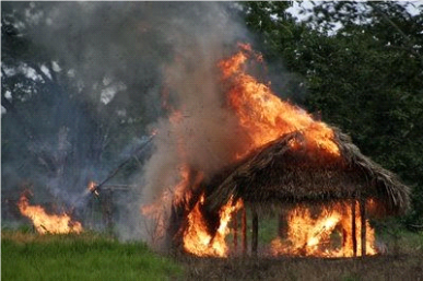 Picture of burning hut